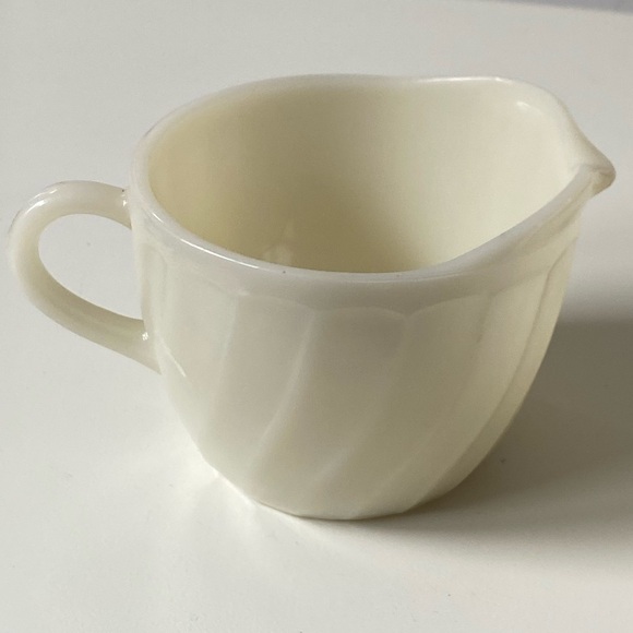 Fire King White Ceramic Ware Fire-King milk glass creamer with a swirl pattern